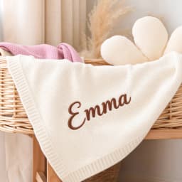 100% Cotton Knit Baby Blanket Personalized Name Soft Breathable Infant Swaddle Blanket Custom Newborn Receiving Blanket Gift