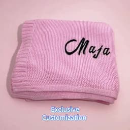 100% Cotton Knit Baby Blanket Personalized Name Soft Breathable Infant Swaddle Blanket Custom Newborn Receiving Blanket Gift