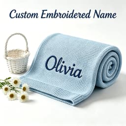 100% Cotton Knit Baby Blanket Personalized Name Soft Breathable Infant Swaddle Blanket Custom Newborn Receiving Blanket Gift