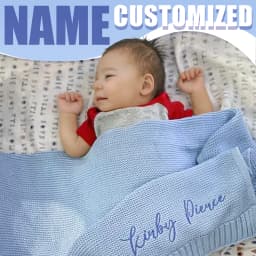 100% Cotton Knit Baby Blanket Personalized Name Soft Breathable Infant Swaddle Blanket Custom Newborn Receiving Blanket Gift