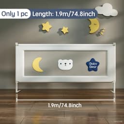 PANGDUBE 1 PCs Baby Crib Safety Barrier, Side Protection for Crib, Toddler Barrier, Protection against Baby falling out of bed, screw mount or mattress built into bed frame.