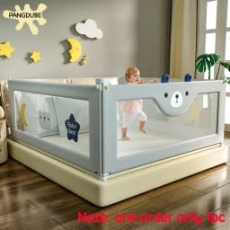 PANGDUBE 1 PCs Baby Crib Safety Barrier, Side Protection for Crib, Toddler Barrier, Protection against Baby falling out of bed, screw mount or mattress built into bed frame.