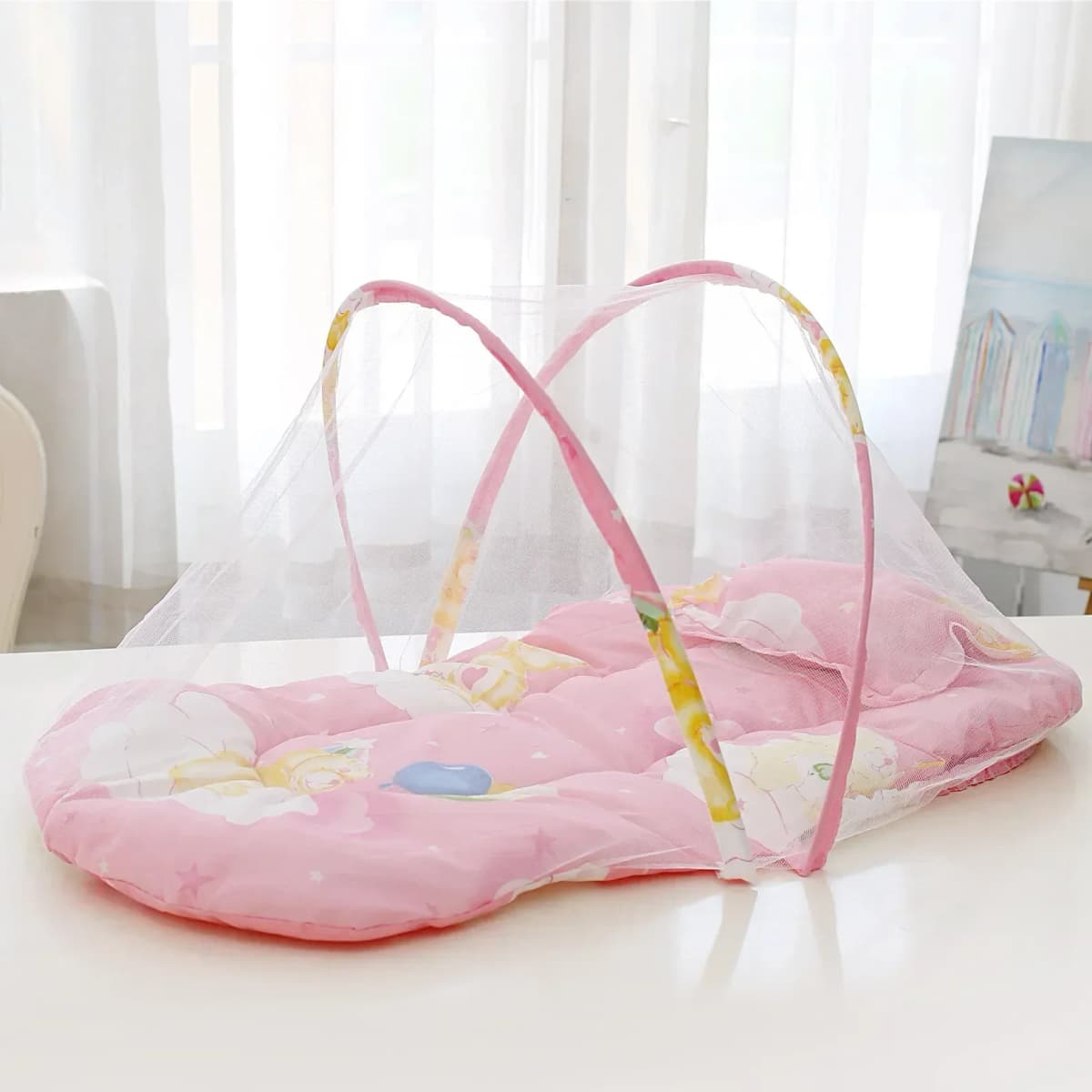 New Mosquito Net with Cushion for Baby Household Installation Free Foldable Protectors Bedroom Sleeping Breathable Bed Tent Home