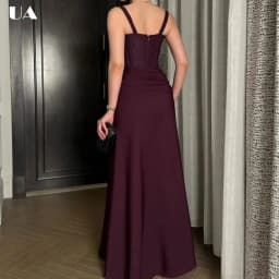 ULBYANRY Customized Straight Lace-trimmed Prom Dress Elegant Spaghetti Strap Ruched Evening Dress Vintage Sleeveless Party Dress