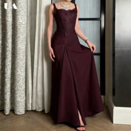 ULBYANRY Customized Straight Lace-trimmed Prom Dress Elegant Spaghetti Strap Ruched Evening Dress Vintage Sleeveless Party Dress