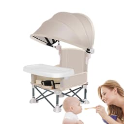 Baby Feeding Chair Foldable baby feeding booster chair With sunshade and removable tray Portable High Chair Folding Booster Seat