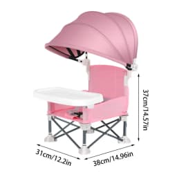 Baby Feeding Chair Foldable baby feeding booster chair With sunshade and removable tray Portable High Chair Folding Booster Seat