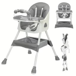 Foldable Baby High Chair (6+ Months): Large Anti-Slip Pad, Toy Rack & Easy-to-Clean Feeding Design – Model E500
