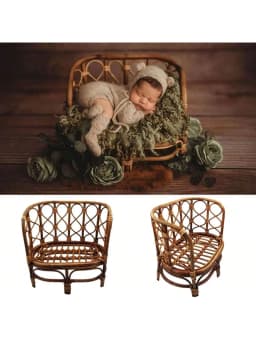 Newborn Photography Props Rattan Vintage Handmade Baby Shooting Bed Wood Bamboo Bench Bed Basket Furniture Baby Photoshoot Prop