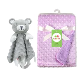 Personalized Baby Blanket Custom Name Soft Minky Dot 2-Piece Blanket Set Baby Shower Gift for Boys Girls