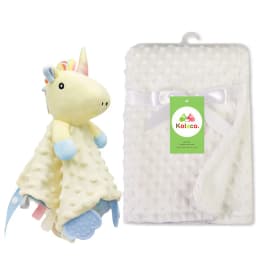 Personalized Baby Blanket Custom Name Soft Minky Dot 2-Piece Blanket Set Baby Shower Gift for Boys Girls