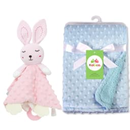 Personalized Baby Blanket Custom Name Soft Minky Dot 2-Piece Blanket Set Baby Shower Gift for Boys Girls