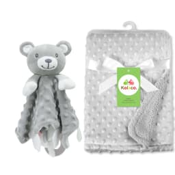 Personalized Baby Blanket Custom Name Soft Minky Dot 2-Piece Blanket Set Baby Shower Gift for Boys Girls