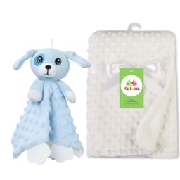 Personalized Baby Blanket Custom Name Soft Minky Dot 2-Piece Blanket Set Baby Shower Gift for Boys Girls