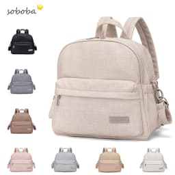 Soboba Stylish Diaper Backpack for Women Solid Fashion Waterproof Large Capacity Multi-funcional Nappy Changing Bag with 2 Strap