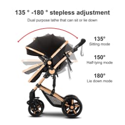 3-in-1 Baby Stroller Travel System with Infant Car Seat and Reversible Convertible Bassinet, Compact One-Hand Fold Lightweight Pushchair Pram, All-Terrain Shock-Absorbing EVA Wheels, Adjustable Canopy, Soft Cushion, Large Basket, 5-Point Harness, Suitable