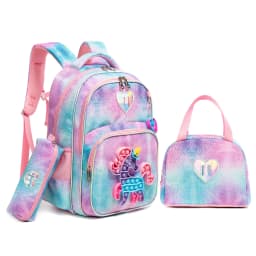 Meetbelify 16.5'' POP Backpack for Girls Kids Elementary Preschool Student with Lunch Box Pencil Case 3 in 1