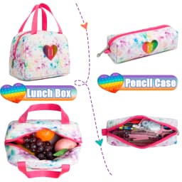 Meetbelify 16.5'' POP Backpack for Girls Kids Elementary Preschool Student with Lunch Box Pencil Case 3 in 1