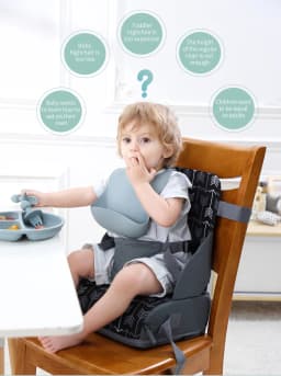 INSULAR Portable Foldable Anti Slip Children's Seat High Cushion Baby Dining Chair High Cushion Children's Travel Supplies