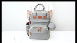 Foldable 3-in-1 Diaper Bag Backpack with USB Charge Waterproof Travel Bag Baby Bed And Changing Mat Included