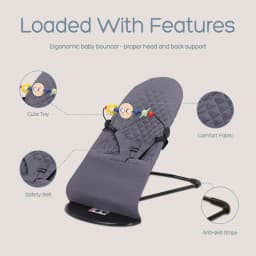 AnGku Baby Rocking Chair Foldable Baby Swing Chair for 0-12 Months Three-speed Height Adjustment Baby Bouncer with Toys