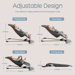 AnGku Baby Rocking Chair Foldable Baby Swing Chair for 0-12 Months Three-speed Height Adjustment Baby Bouncer with Toys