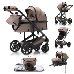 Luxurious 3 in 1 Portable Travel Baby Stroller High Landscape Aluminum Frame Foldable Pram Newborn Infant Four-Wheel Carriage