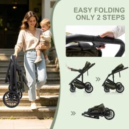Luxurious 3 in 1 Portable Travel Baby Stroller High Landscape Aluminum Frame Foldable Pram Newborn Infant Four-Wheel Carriage