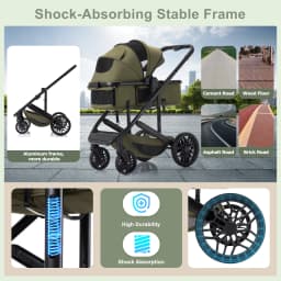 Luxurious 3 in 1 Portable Travel Baby Stroller High Landscape Aluminum Frame Foldable Pram Newborn Infant Four-Wheel Carriage