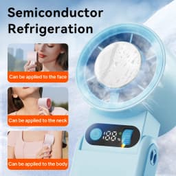 Portable Handheld Fan LED Digital Display With Refrigeration Board 90° Foldable 199Gear Strong Wind Speed 8000mAh F16