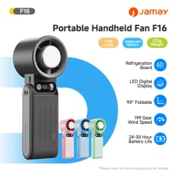 Portable Handheld Fan LED Digital Display With Refrigeration Board 90° Foldable 199Gear Strong Wind Speed 8000mAh F16
