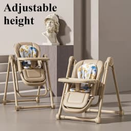 OWJHE 2-in-1 Baby High Chair & Rocker Convertible Feeding Chair W/Dual Trays & Cushions Foldable Sleep Seat for Newborn