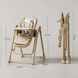 OWJHE 2-in-1 Baby High Chair & Rocker Convertible Feeding Chair W/Dual Trays & Cushions Foldable Sleep Seat for Newborn