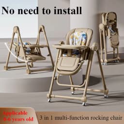OWJHE 2-in-1 Baby High Chair & Rocker Convertible Feeding Chair W/Dual Trays & Cushions Foldable Sleep Seat for Newborn