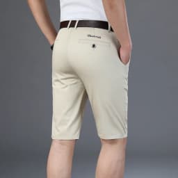 6 Color Casual Shorts Men 2025 Summer New Straight Elastic Business Fashion Thin Short Pants Male Brand Khaki Beige Black Navy