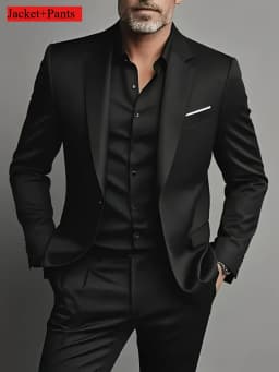 Elegant Men's Suit Sets- Slim Fit Tuxedo Set for Weddings & Formal Occasions, Black Suit