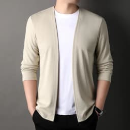 New Men's Casual Solid Color Long Sleeved Cardigan Cloak Spring and Autumn Fashionable Comfortable Top