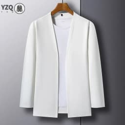 New Men's Casual Solid Color Long Sleeved Cardigan Cloak Spring and Autumn Fashionable Comfortable Top