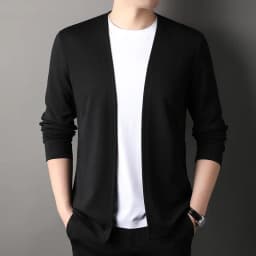 New Men's Casual Solid Color Long Sleeved Cardigan Cloak Spring and Autumn Fashionable Comfortable Top