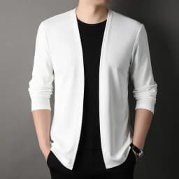 New Men's Casual Solid Color Long Sleeved Cardigan Cloak Spring and Autumn Fashionable Comfortable Top