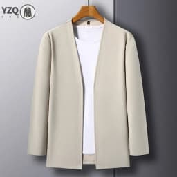 New Men's Casual Solid Color Long Sleeved Cardigan Cloak Spring and Autumn Fashionable Comfortable Top
