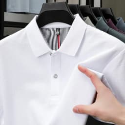 100% Pure Cotton Short-Sleeved Men's Polo Shirt Summer Boutique Fashion High-Quality Top Solid Color Collar Back Striped T-Shirt