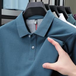 100% Pure Cotton Short-Sleeved Men's Polo Shirt Summer Boutique Fashion High-Quality Top Solid Color Collar Back Striped T-Shirt
