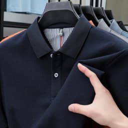 100% Pure Cotton Short-Sleeved Men's Polo Shirt Summer Boutique Fashion High-Quality Top Solid Color Collar Back Striped T-Shirt