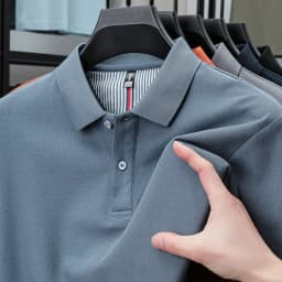 100% Pure Cotton Short-Sleeved Men's Polo Shirt Summer Boutique Fashion High-Quality Top Solid Color Collar Back Striped T-Shirt