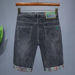 Summer New Men's Embroidered Denim Shorts Fashion Straight Slim Personality Streetwear Jeans Male Bermuda Male Short Pants