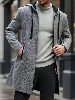 Spring Autumn Men's Hooded Long Jackets Solid Kintting Cardigan Outwear Casual Male Coats Zipper Warm Streetwear Hoodies Jacket