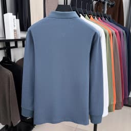 100% pure cotton autumn and winter men's fashion sports brand embroidered pony long sleeved POLO shirt business casual T-shirt