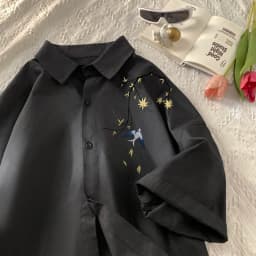 Men's Oversized Shirts Swallow Print Mens Blouse White Fashion 5XL Oversize Shirt Casual Wear Summer for Men New Clothing
