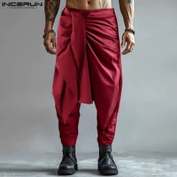 Fashion INCERUN Summer Spring Men Casual Pants Harem Pant Pleated Long Trousers Streetwear Oversize Men's Clothing S-5XL